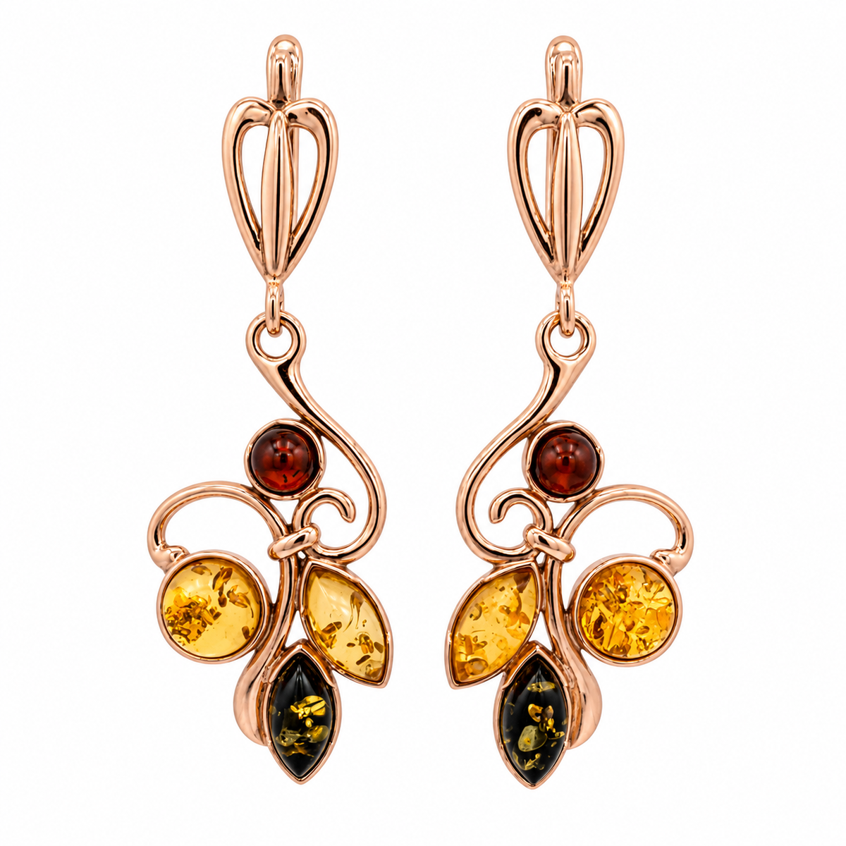 Queen of Spades – Natural Baltic Amber Gold-Plated Silver Jewelry Set