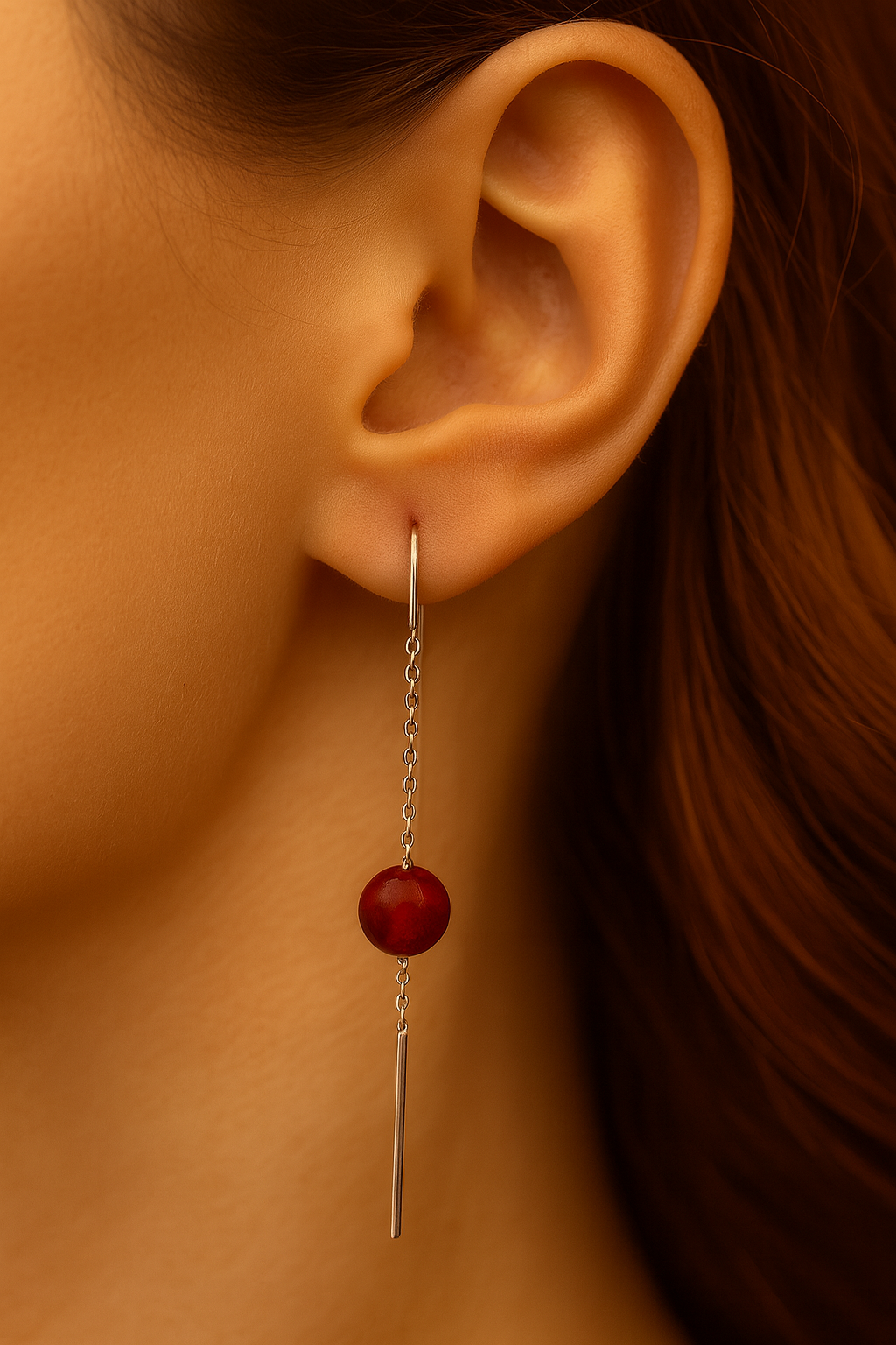 Серьги-нити «Янтарный шар» – Darvin