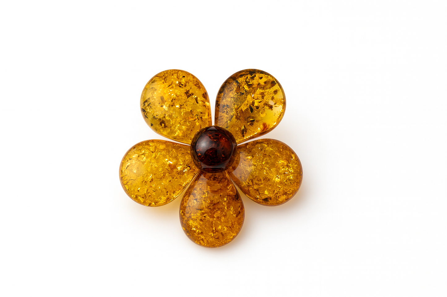 Amber Flower Pendant–Brooch