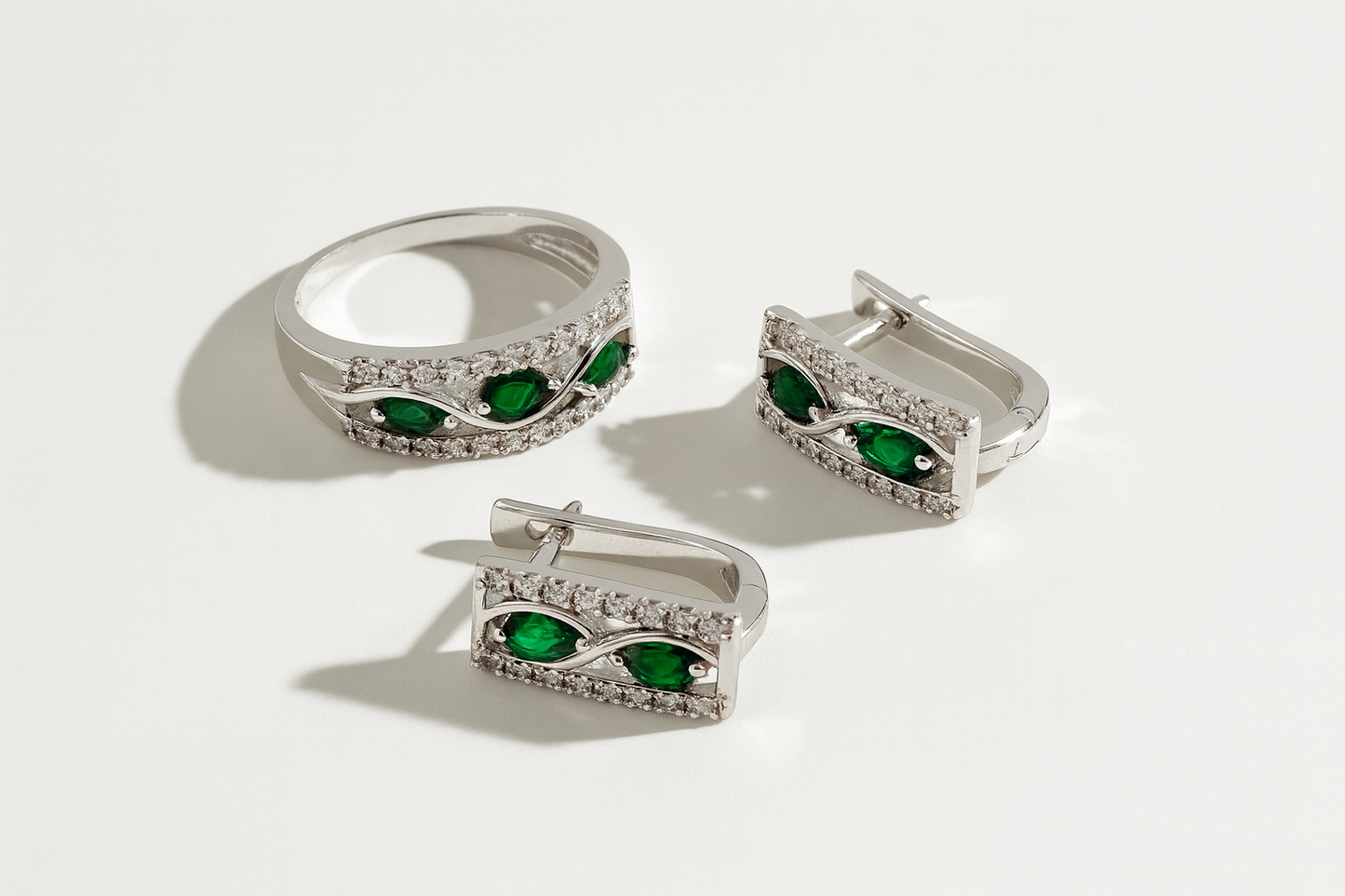 Emerald Grace Set – Sterling Silver & Green Agate Jewelry