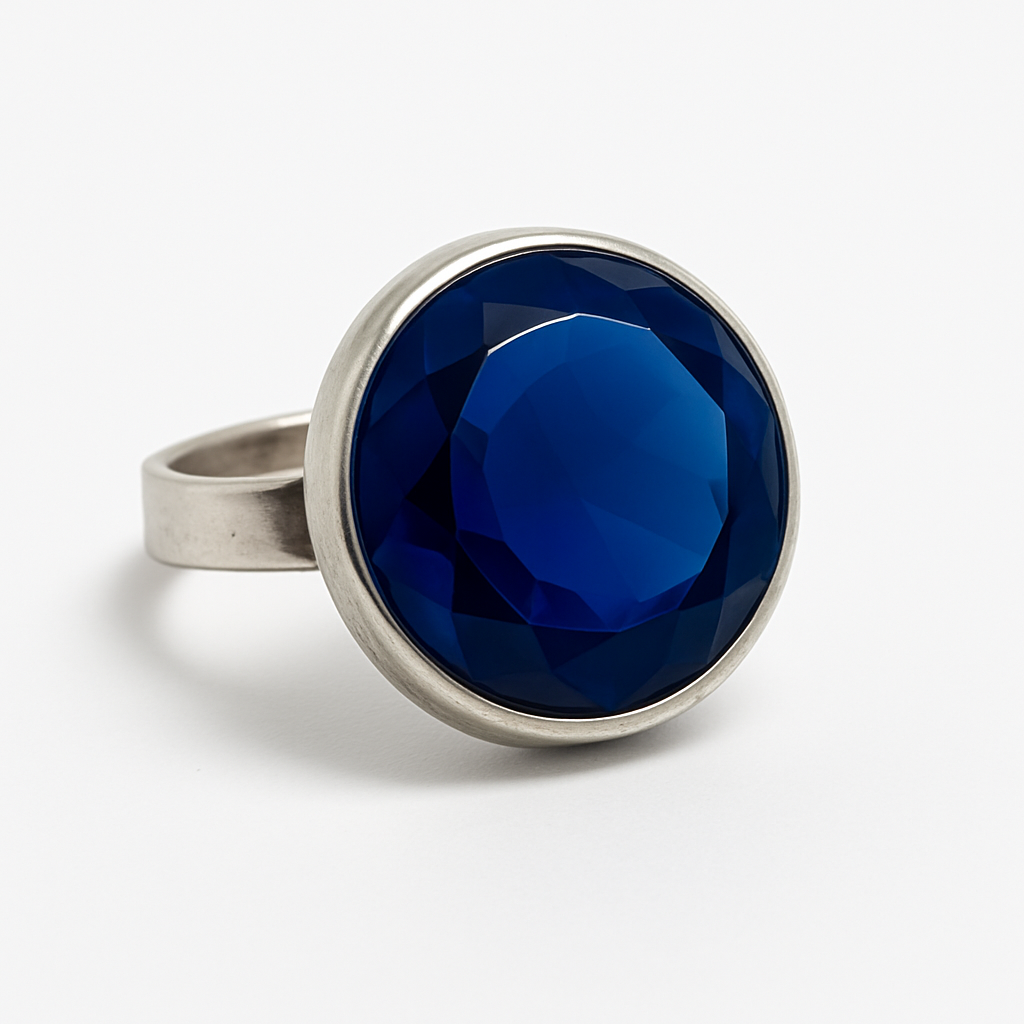 Vienna Collection – Blue Caribbean Amber Sterling Silver Statement Ring