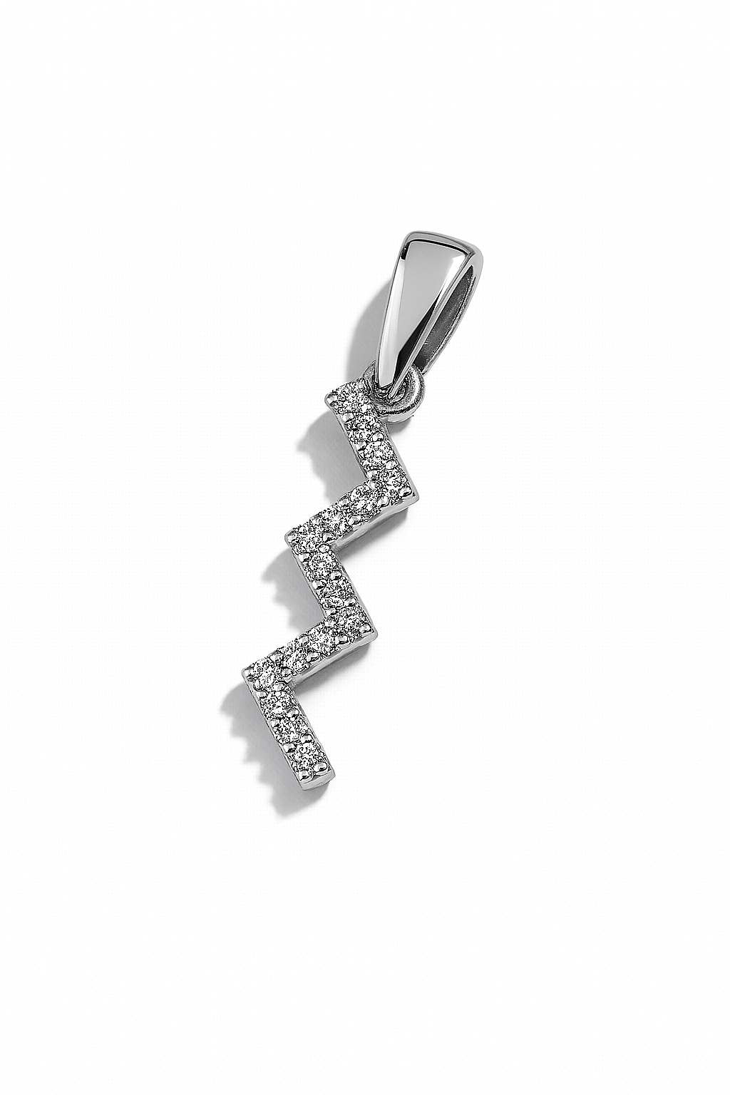 Sterling Silver Lightning Pendant with Zirconia – Minimalist Style