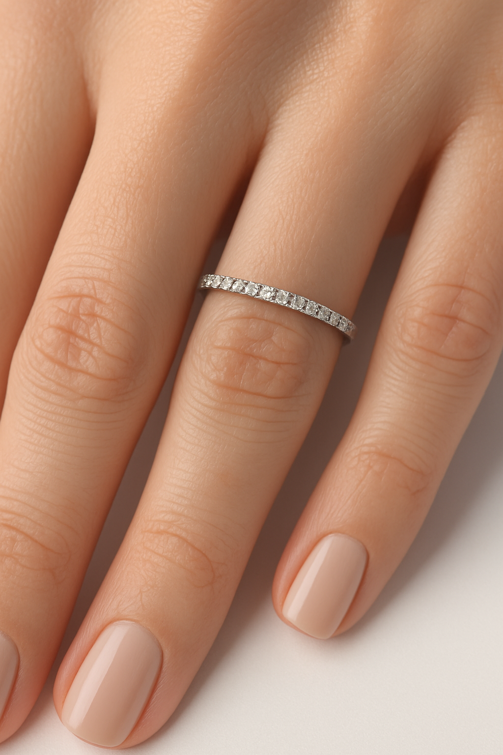 Sterling Silver Ring with Cubic Zirconia Wedding Band Ring