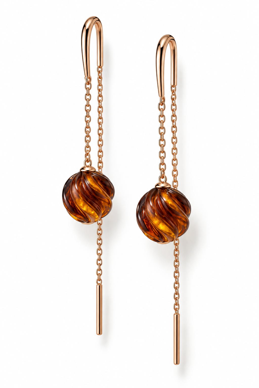 Carousel – Natural Baltic Amber Threader Earrings