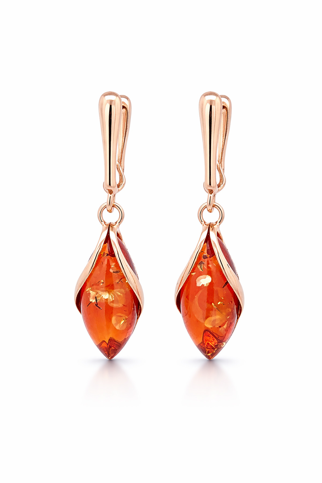 Серьги «Подснежник» из позолоченного серебра 925 пробы с карибским янтарем Darvin