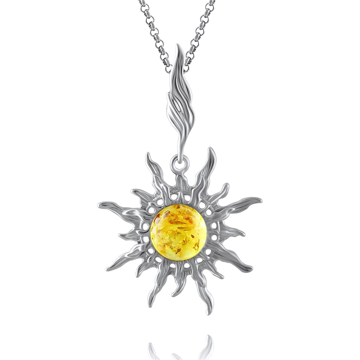 Sunburst Chain Necklace - Waterproof + Hypoallergenic Jewelry Gold-Tone Amber Sunburst Necklace - Women Jewelry display picture 1