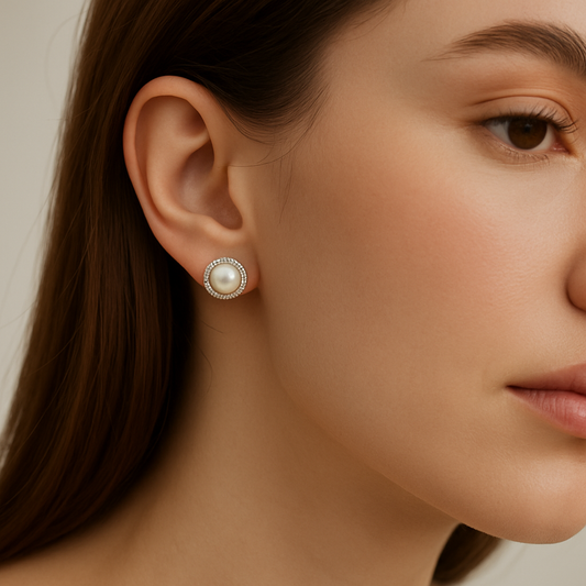 Royal Pearl Stud Earrings – Sterling Silver & Pearl