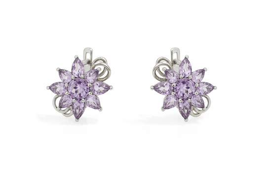 Amethyst Bloom Earrings – Sterling Silver & Natural Amethyst