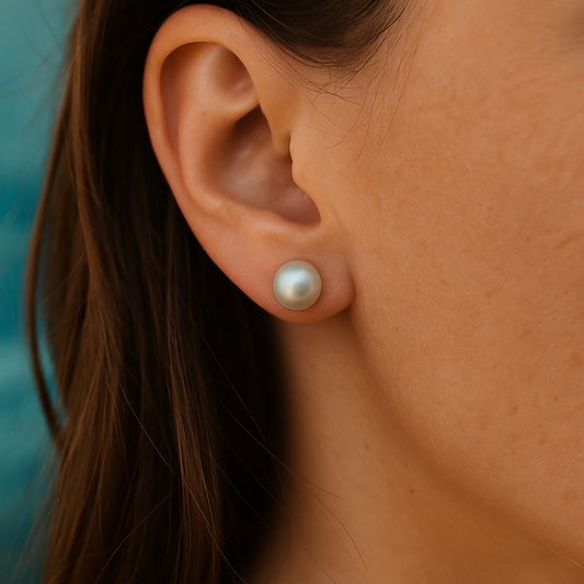 Classic Pearl Stud Earrings – Sterling Silver & Natural Pearl