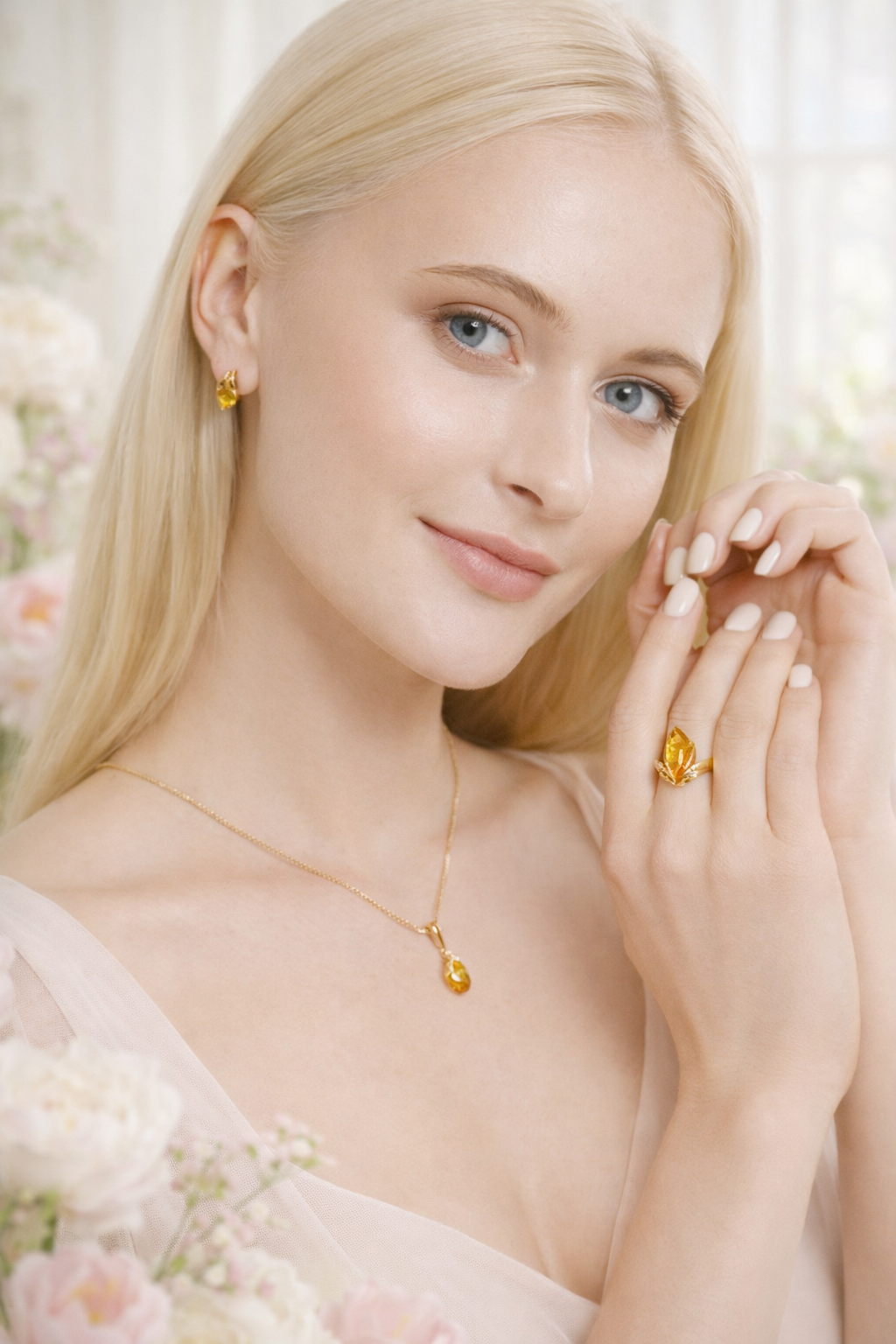 Snowdrop Collection Earrings Gold Plated 925 Sterling Silver Baltic Amber