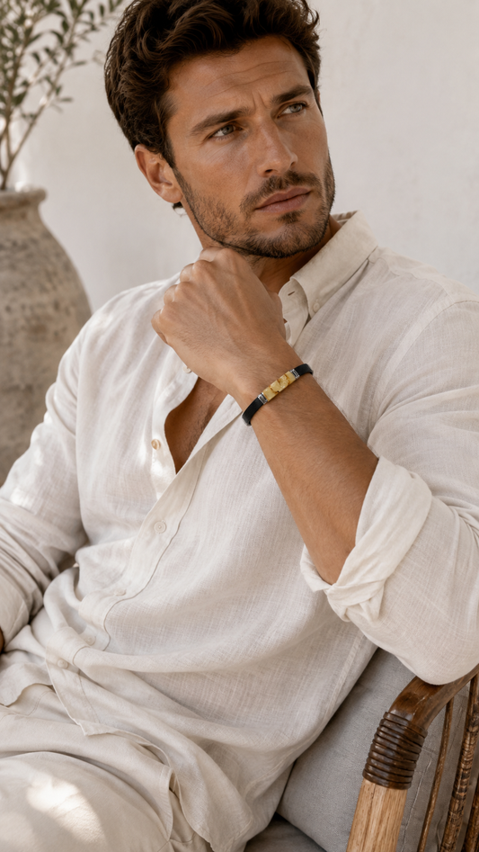 Men's Baltic Amber Steel Bracelet – Baltic Gentleman Ivory