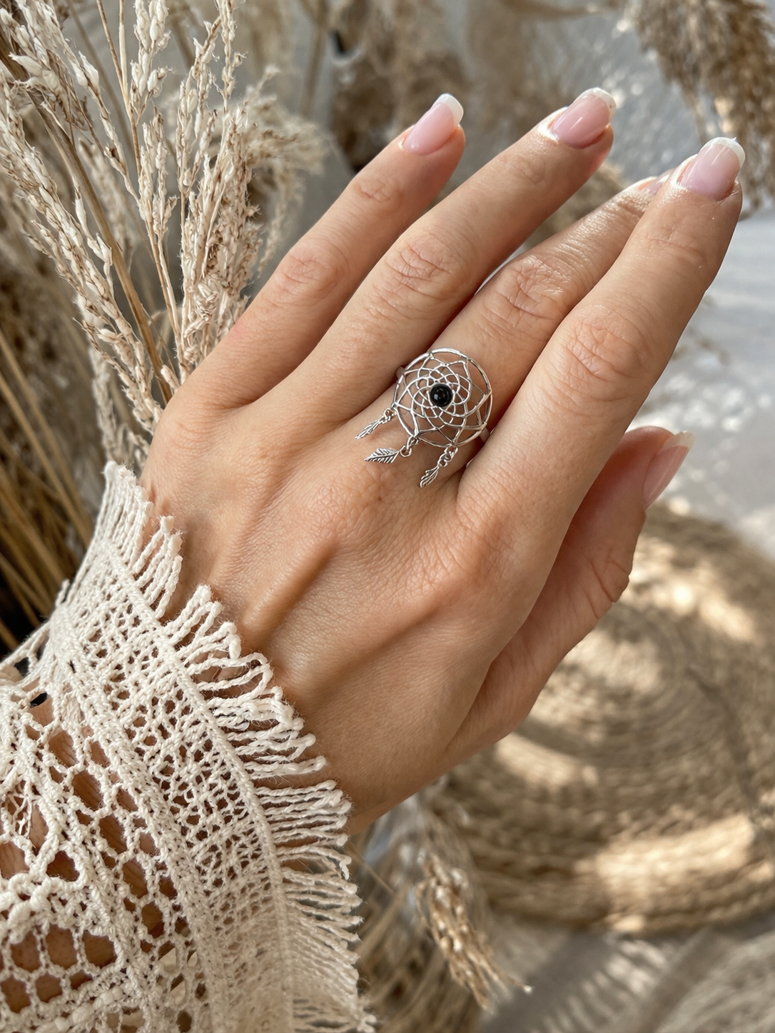 Amber Dreamcatcher Ring — dream Catcher