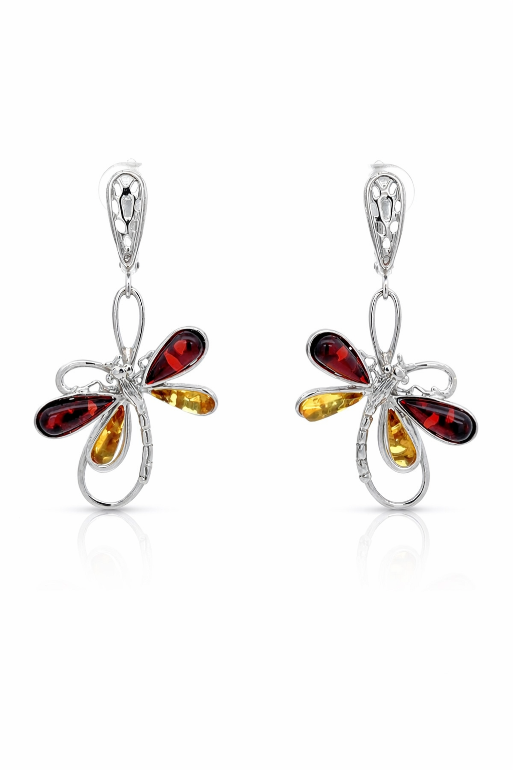 Amber Dragonfly Set – Baltic Amber | Gold-Plated Sterling Silver