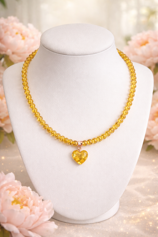 Heart Choker Necklace Baltic Amber Gold Plated Silver Clasp Darvin