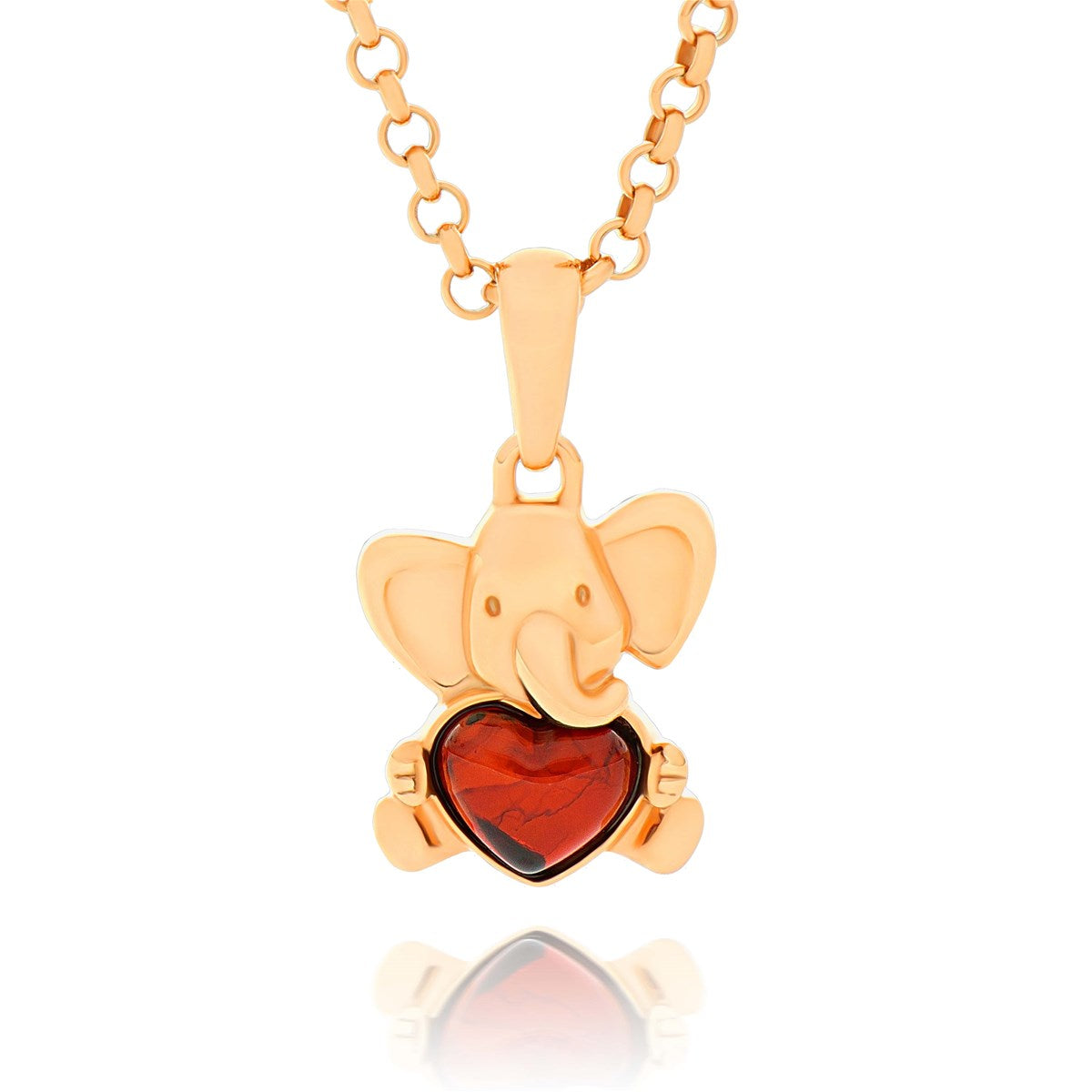 Elephant Heart Pendant 925 Sterling Silver Gold Plated Baltic Amber Darvin