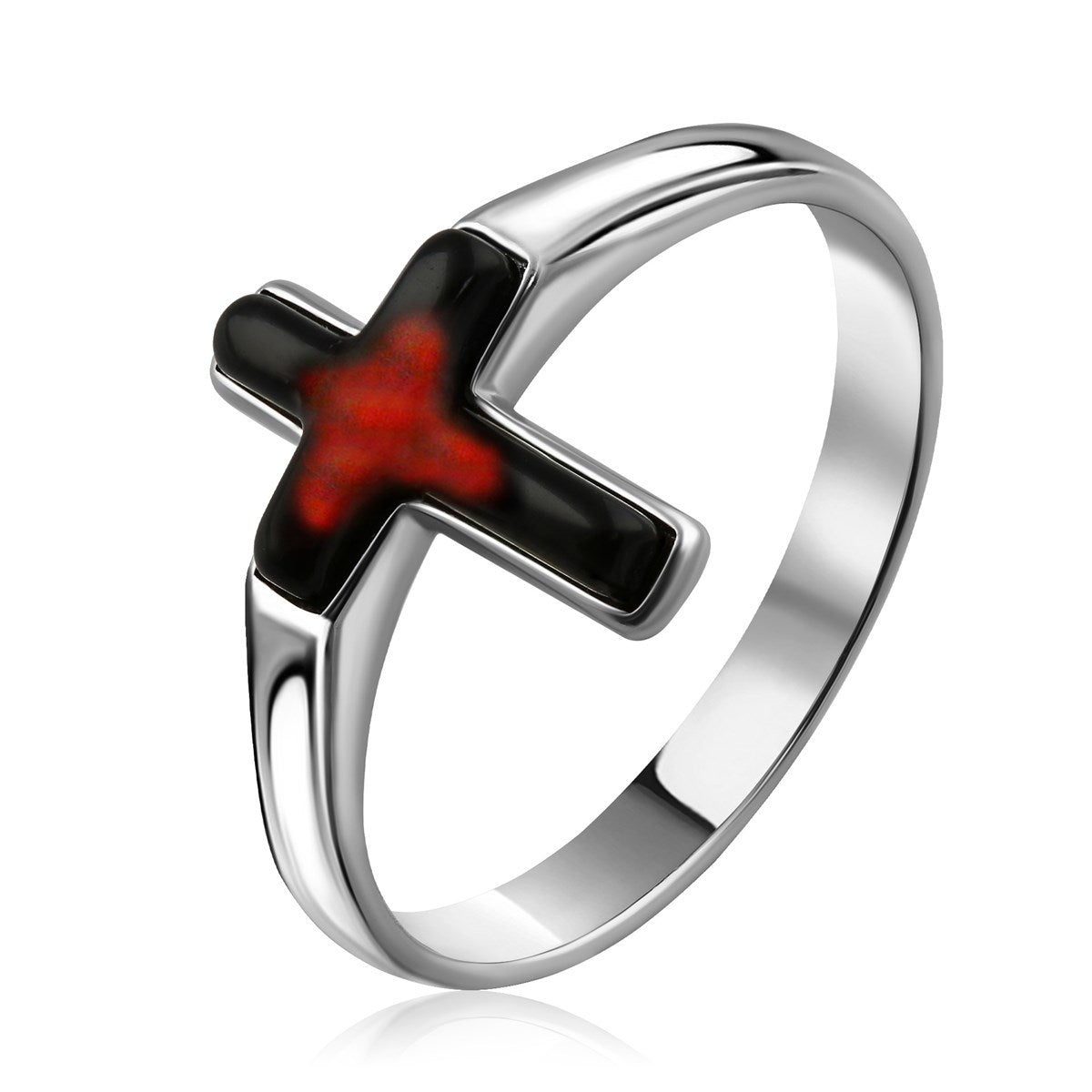 Cross Cognac Amber Silver Ring — DARVIN (Pre-Order)