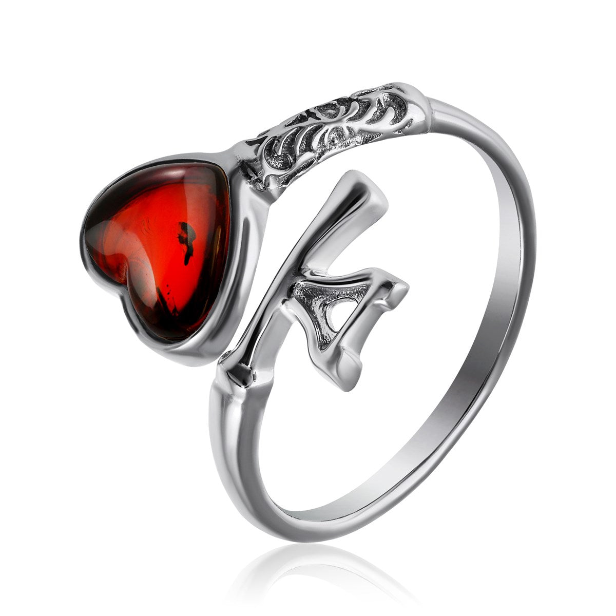 Heart Cognac Amber Silver Ring — DARVIN (Pre-Order)
