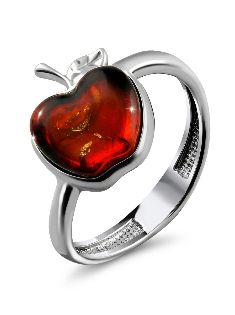 Apple Cognac Amber Silver Ring — DARVIN (Pre-Order)