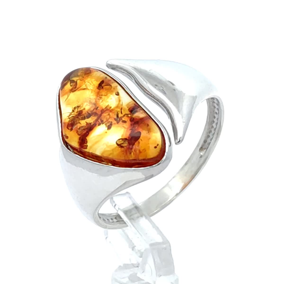 Cognac Amber Silver Ring — DARVIN (Pre-Order)