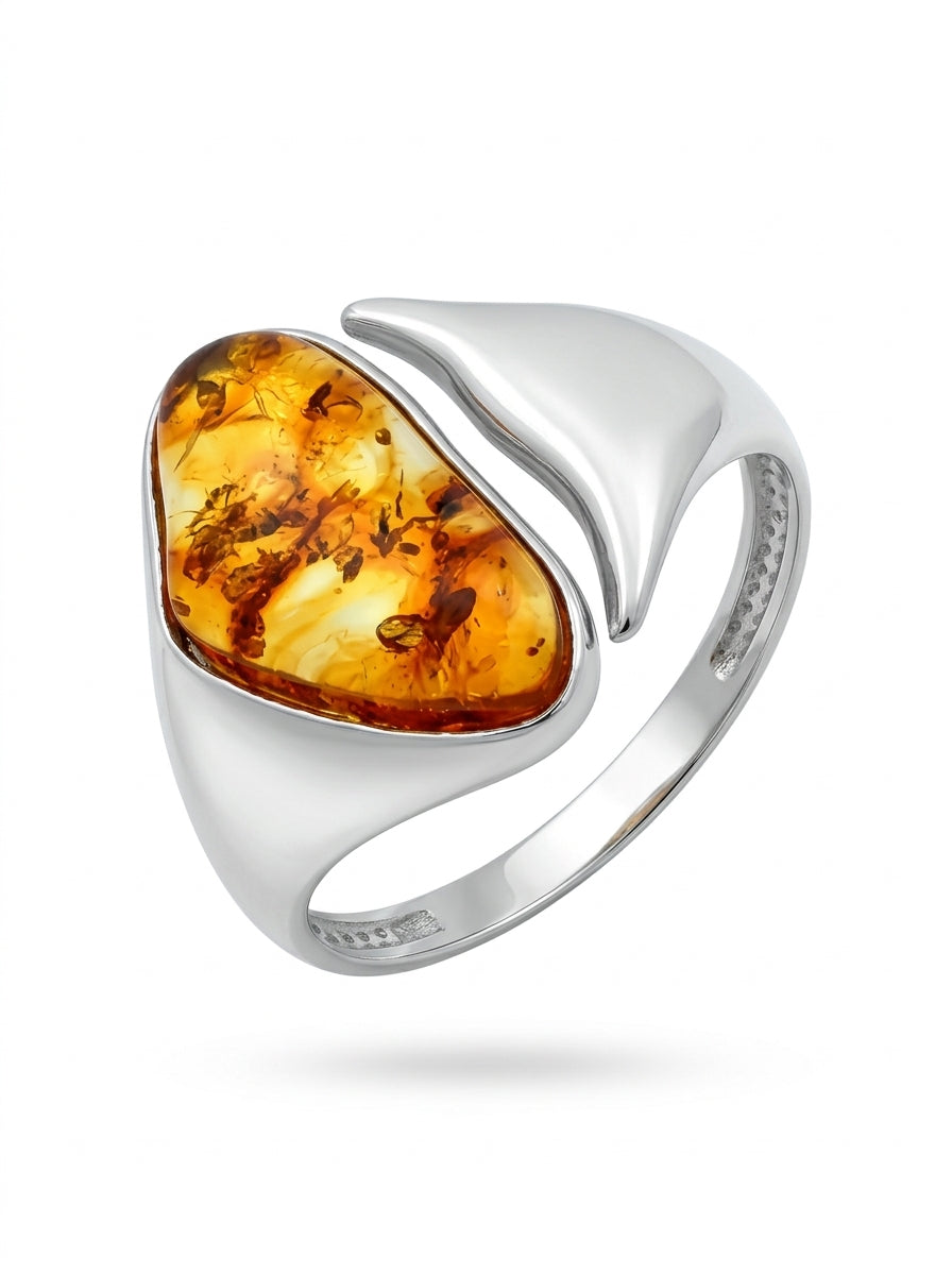 Cognac Amber Silver Ring — DARVIN (Pre-Order)