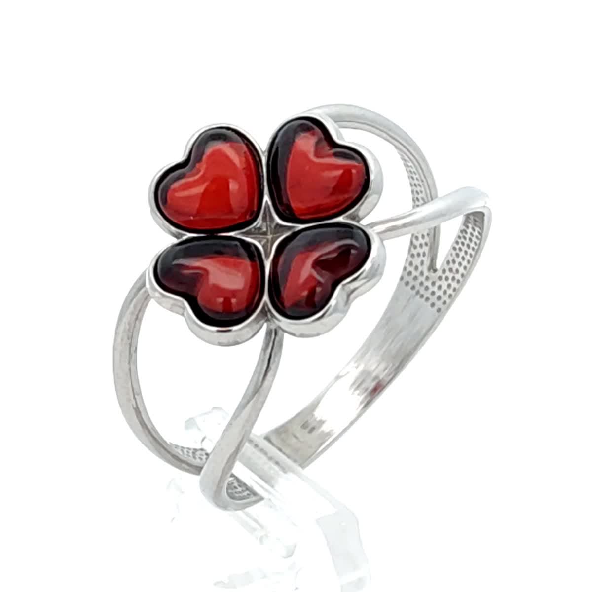 Heart Cognac Amber Silver Ring — DARVIN (Pre-Order)