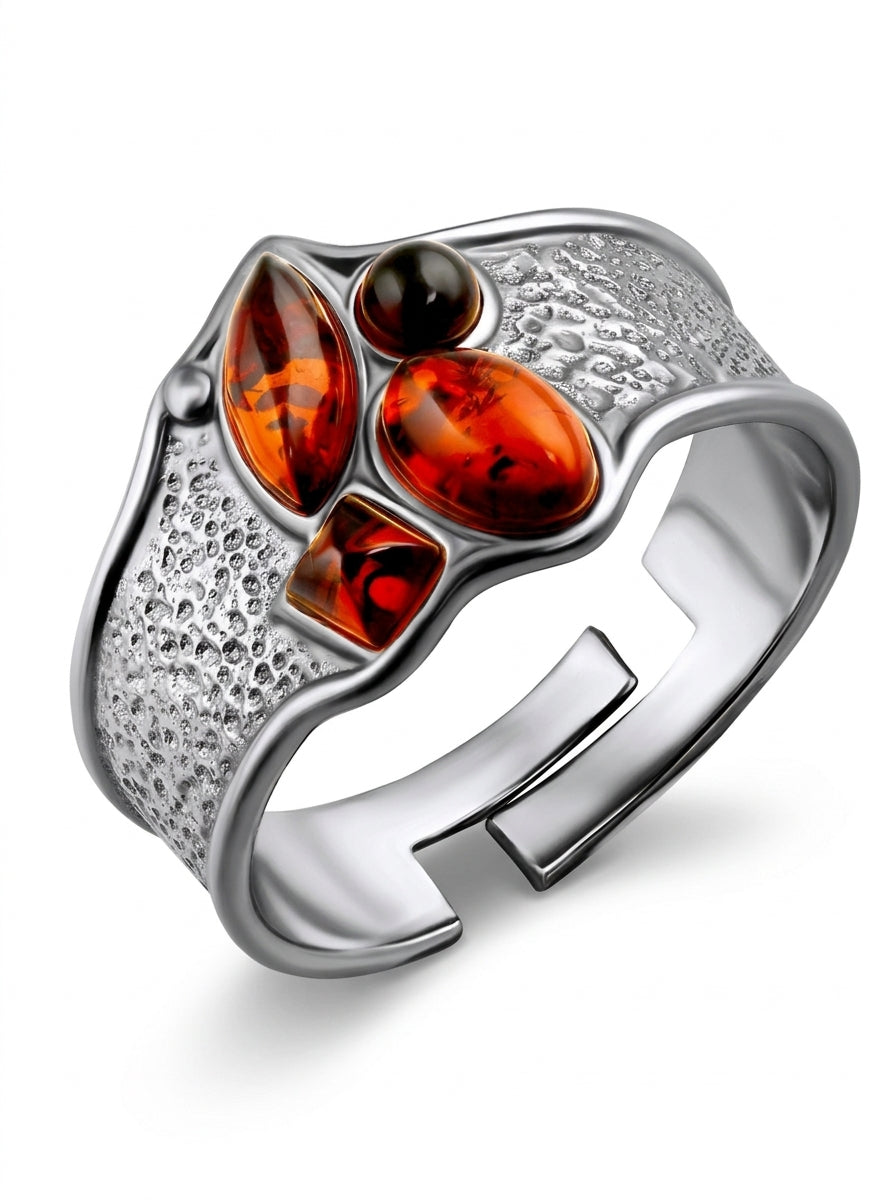 Marquise Cognac Amber Silver Ring — DARVIN (Pre-Order)