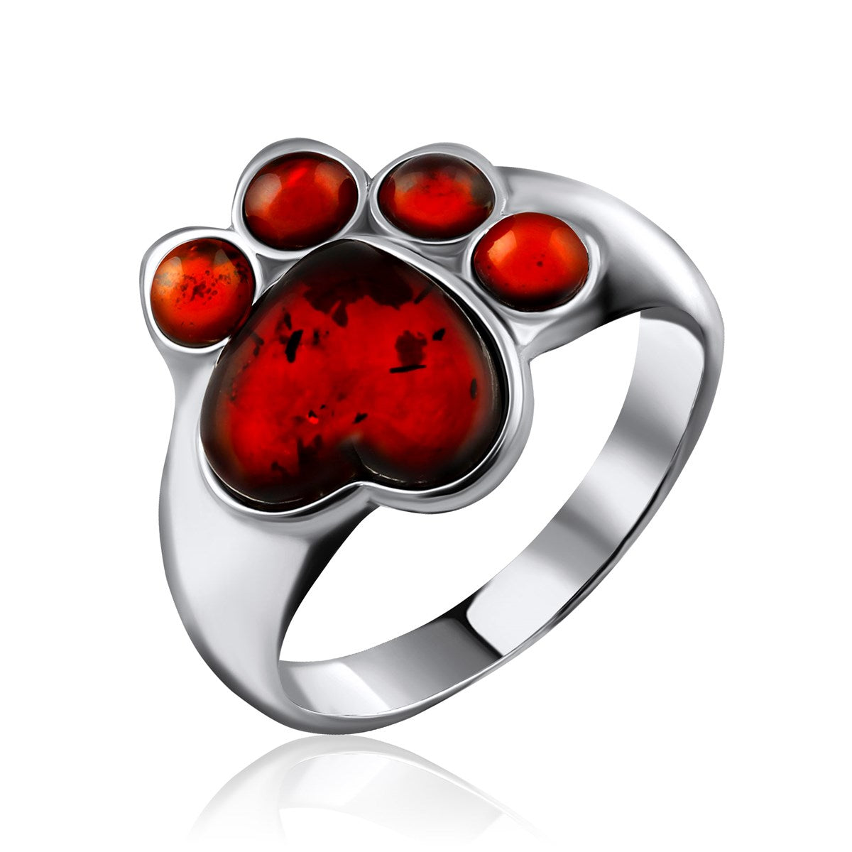 Heart Cognac Amber Silver Ring — DARVIN (Pre-Order)