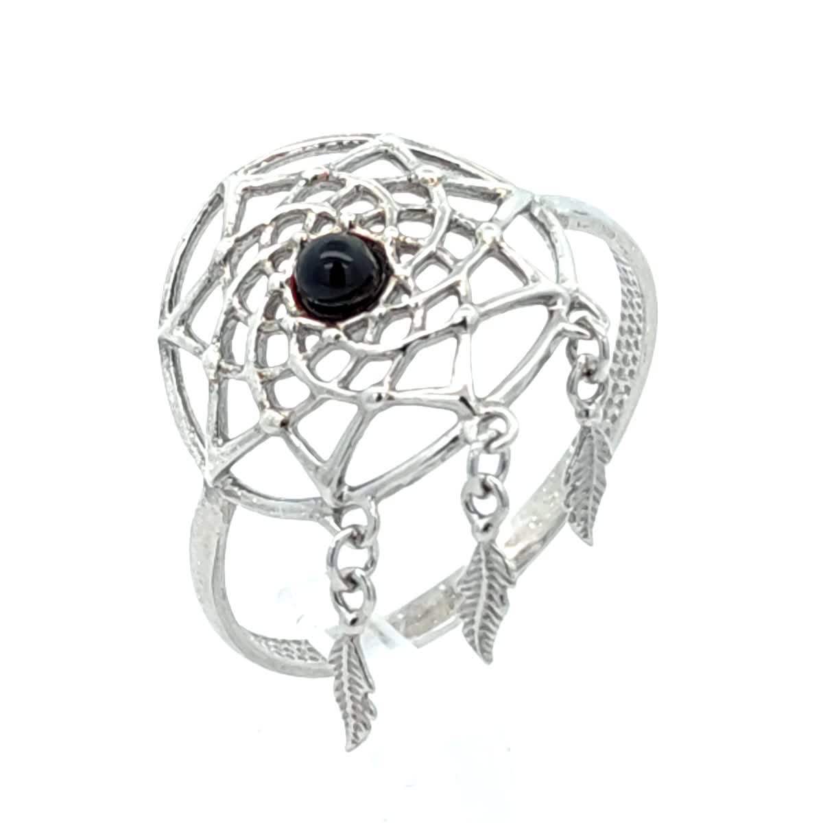 Round Cognac Amber Silver Ring — DARVIN (Pre-Order)