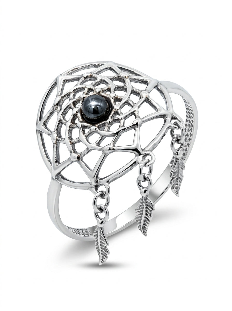 Round Cognac Amber Silver Ring — DARVIN (Pre-Order)
