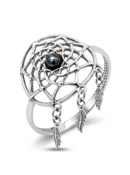 Round Cognac Amber Silver Ring — DARVIN (Pre-Order)
