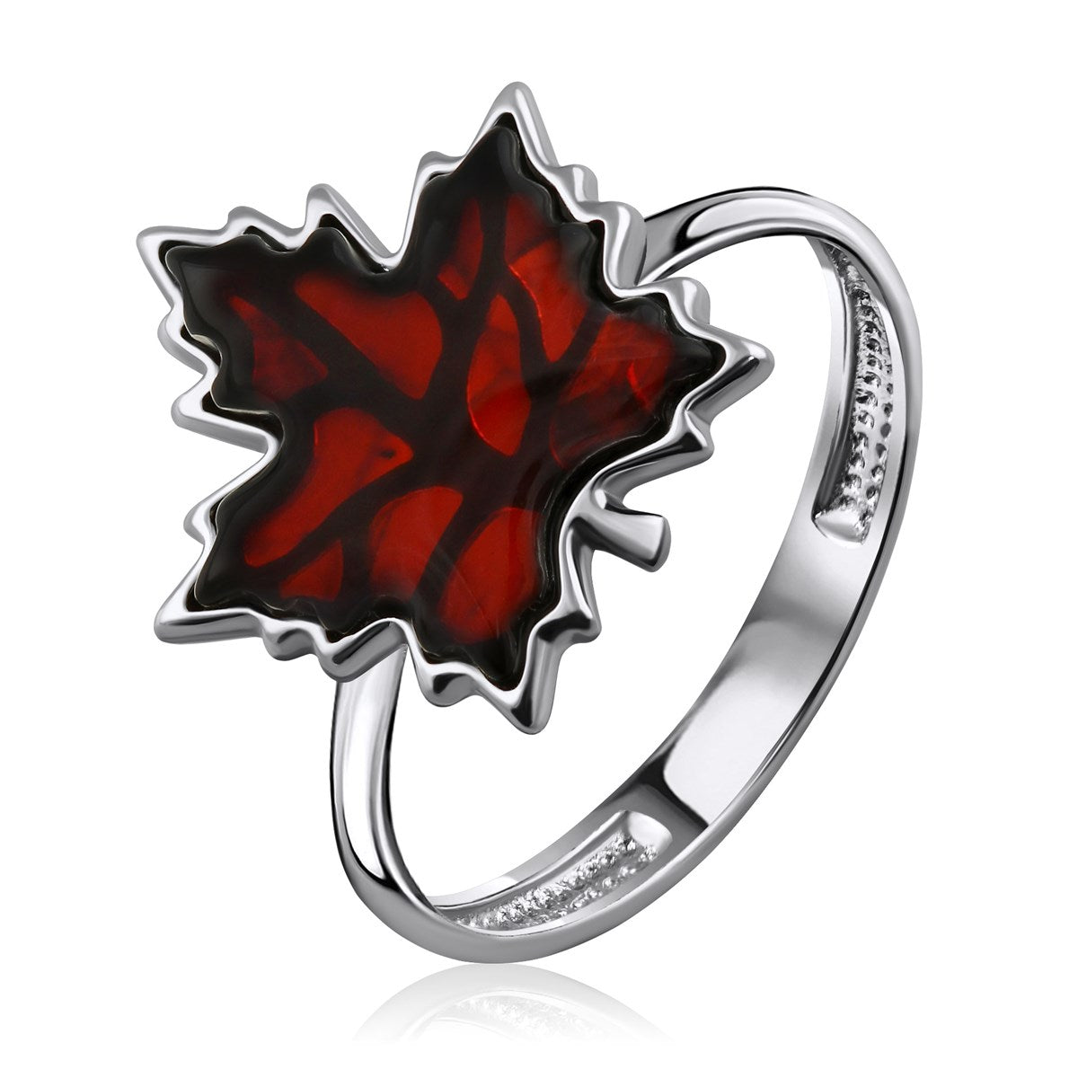 Maple Leaf Cognac Amber Silver Ring — DARVIN (Pre-Order)