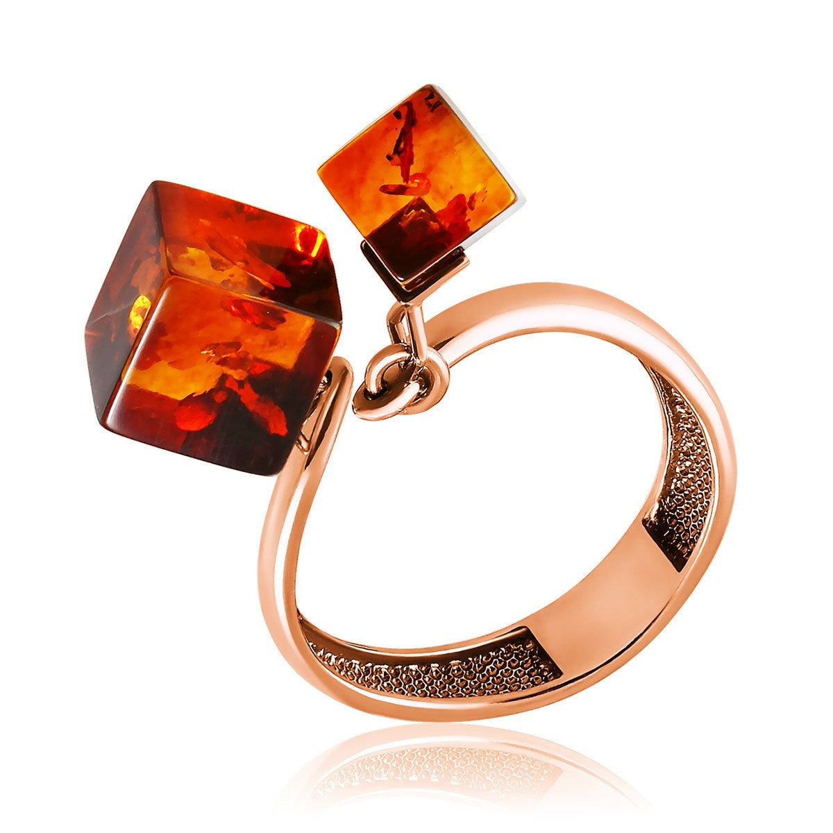 Cube Cognac Amber Silver Ring — DARVIN (Pre-Order)