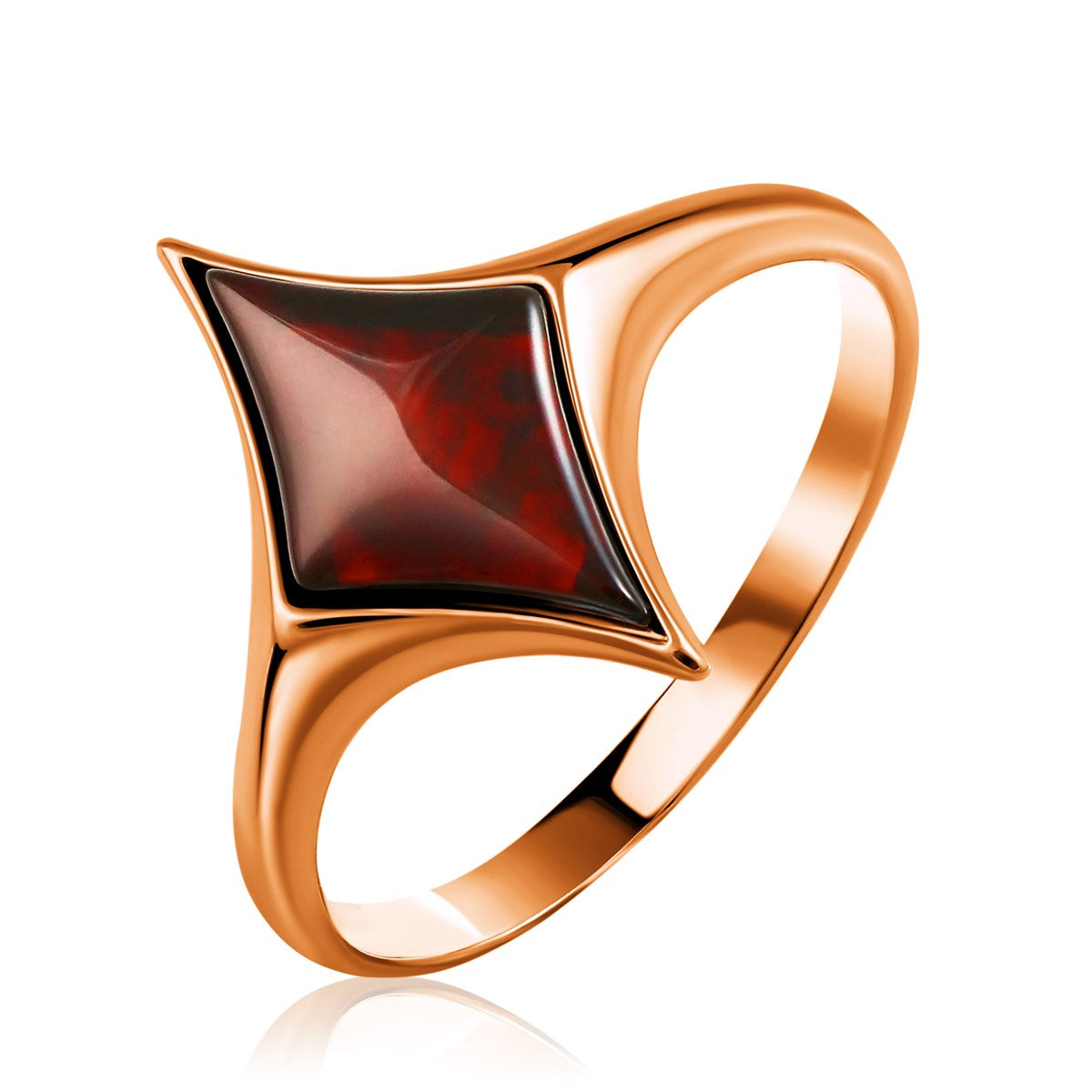 Rhombus Cognac Amber Silver Ring — DARVIN (Pre-Order)
