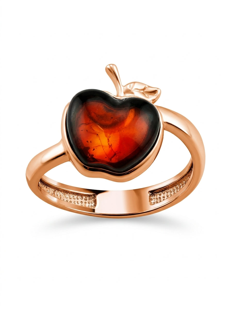 Apple Cognac Amber Silver Ring — DARVIN (Pre-Order)