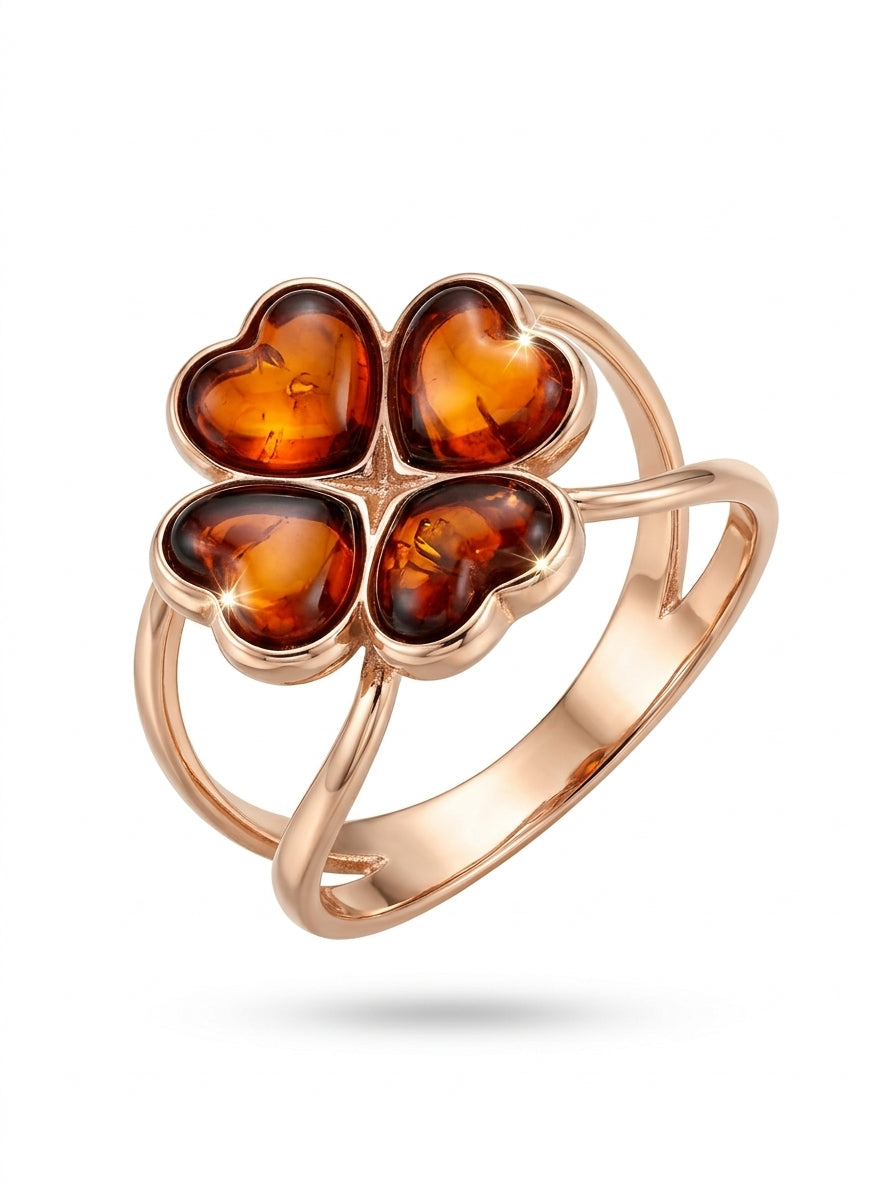 Heart Cognac Amber Silver Ring — DARVIN (Pre-Order)