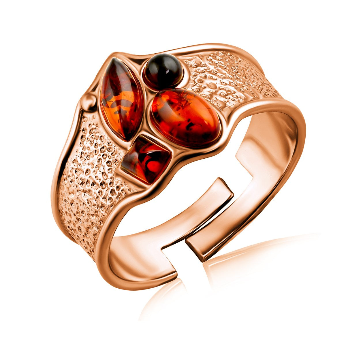 Marquise Cognac Amber Silver Ring — DARVIN