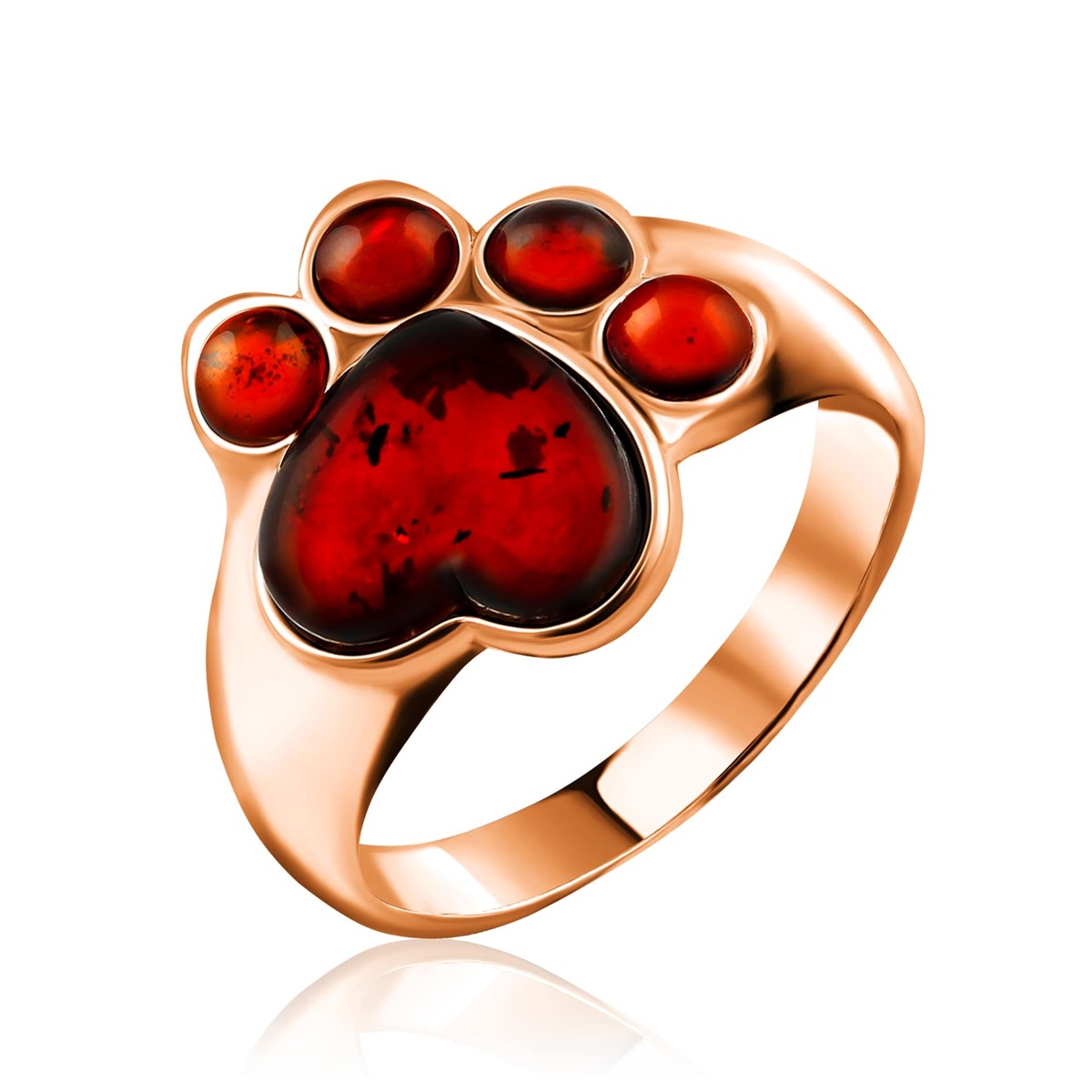 Heart Cognac Amber Silver Ring — DARVIN (Pre-Order)