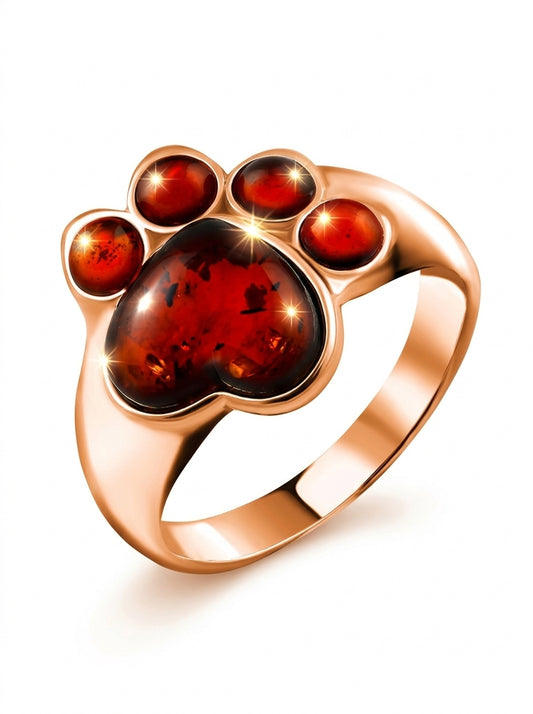 Heart Cognac Amber Silver Ring — DARVIN (Pre-Order)