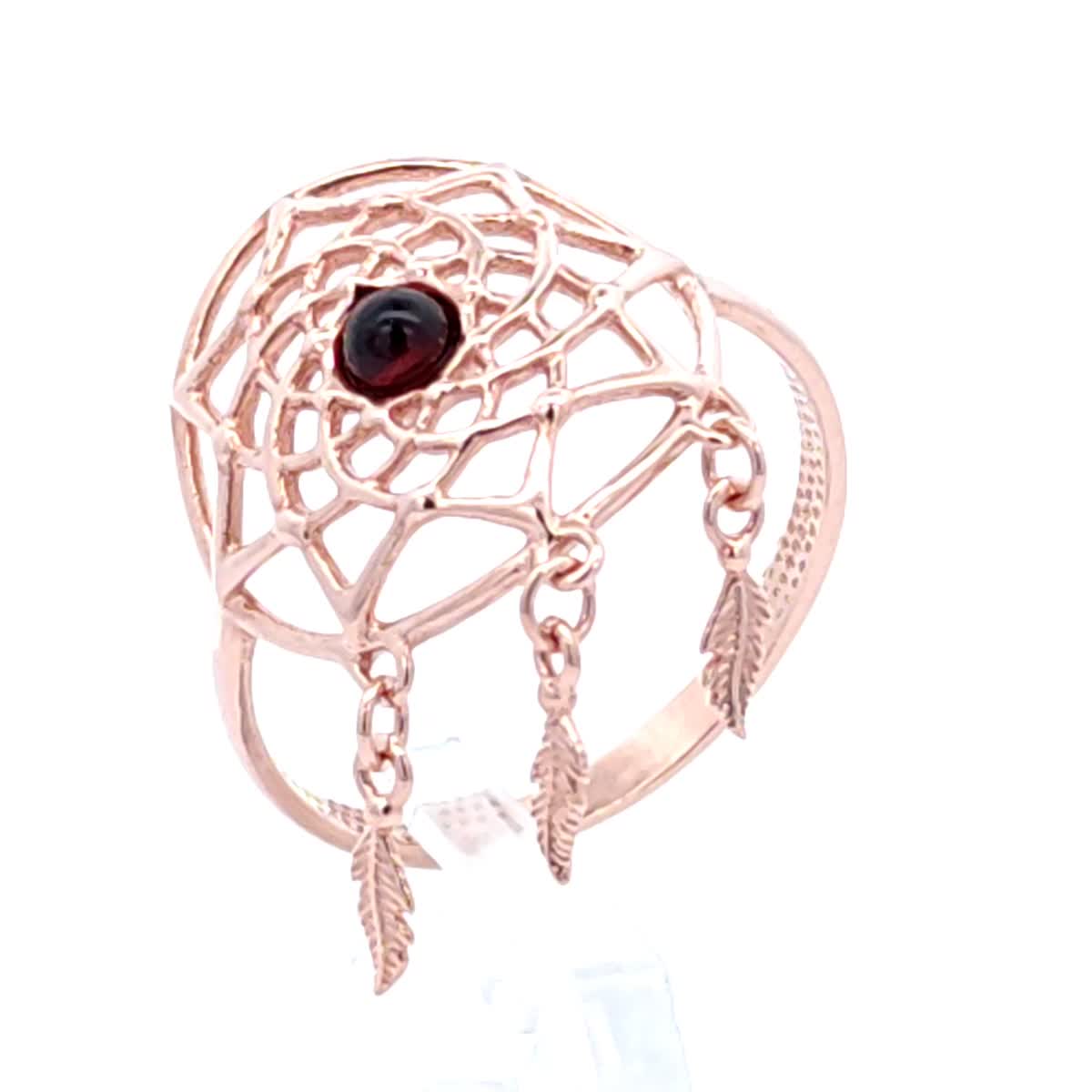 Round Cognac Amber Silver Ring — DARVIN (Pre-Order)