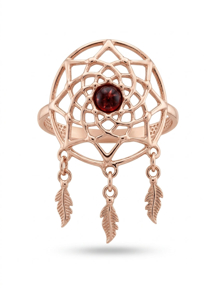 Round Cognac Amber Silver Ring — DARVIN (Pre-Order)