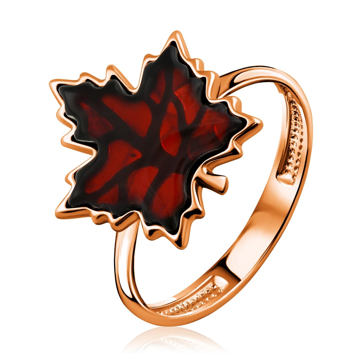 Maple Leaf Cognac Amber Silver Ring — DARVIN (Pre-Order)