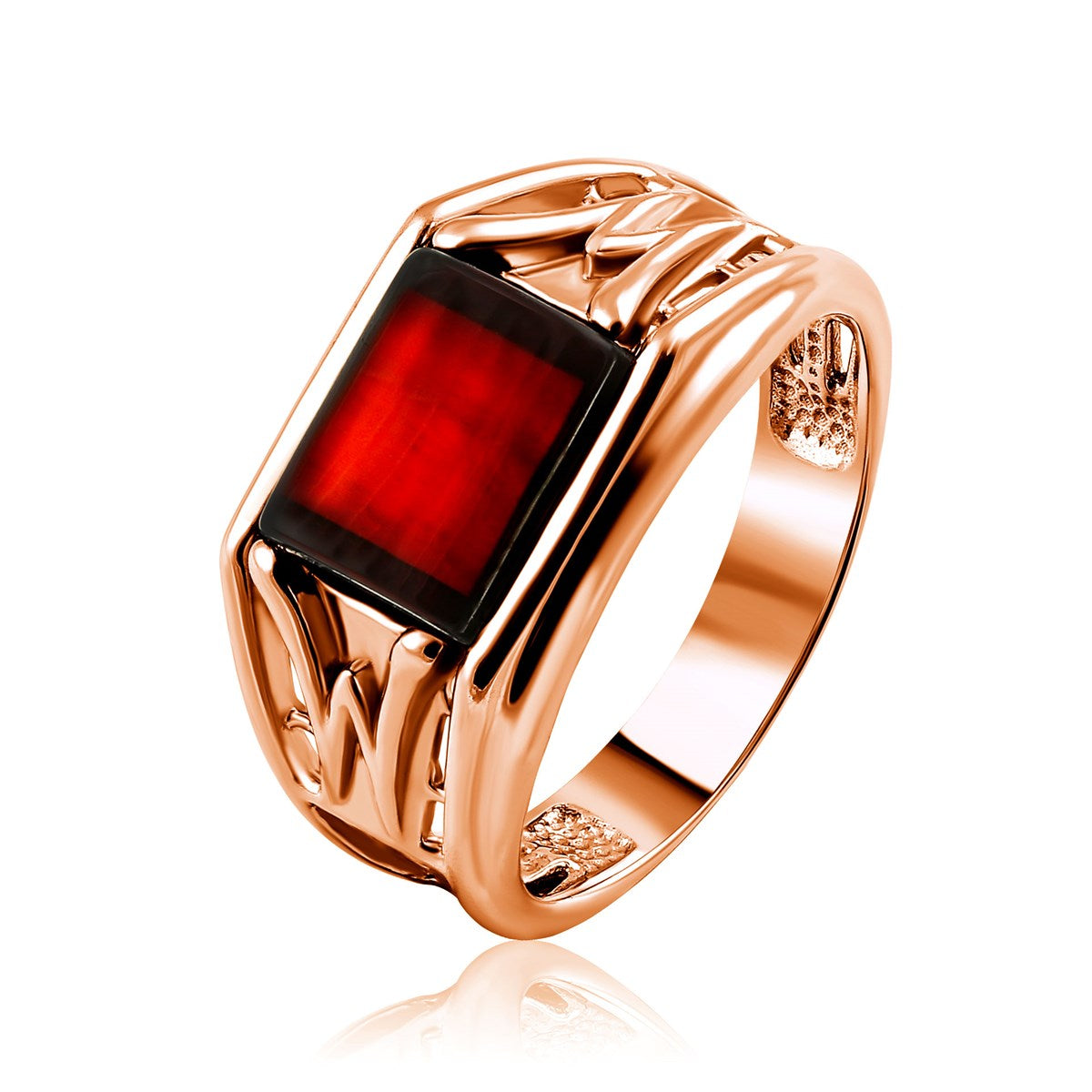 Rectangle Cognac Amber Silver Ring — DARVIN (Pre-Order)