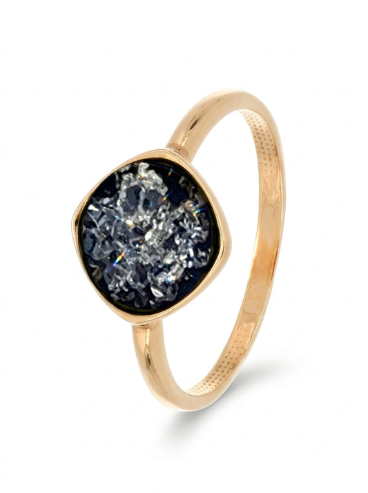 Round Green Amber Silver Ring — DARVIN (Pre-Order)