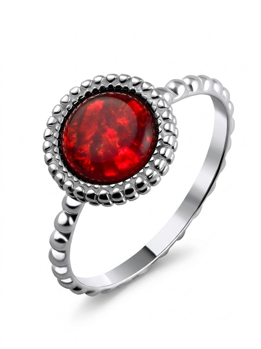 Round Cognac Amber Silver Ring — DARVIN (Pre-Order)
