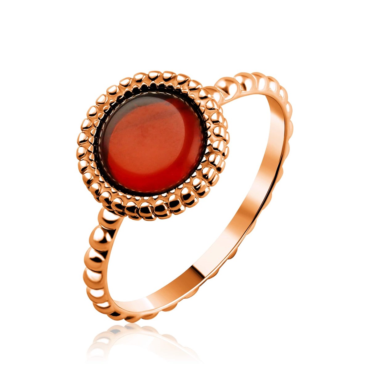Round Cognac Amber Silver Ring — DARVIN (Pre-Order)