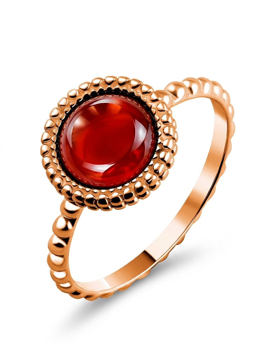 Round Cognac Amber Silver Ring — DARVIN (Pre-Order)