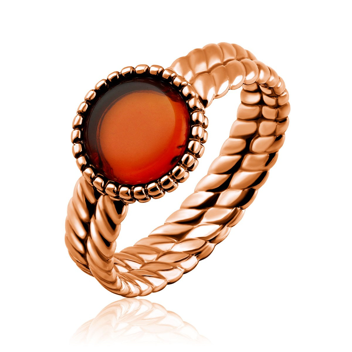 Round Cognac Amber Silver Ring — DARVIN (Pre-Order)