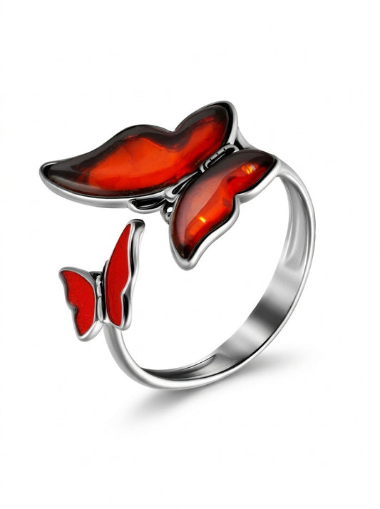 Cognac Amber Silver Ring — DARVIN (Pre-Order)