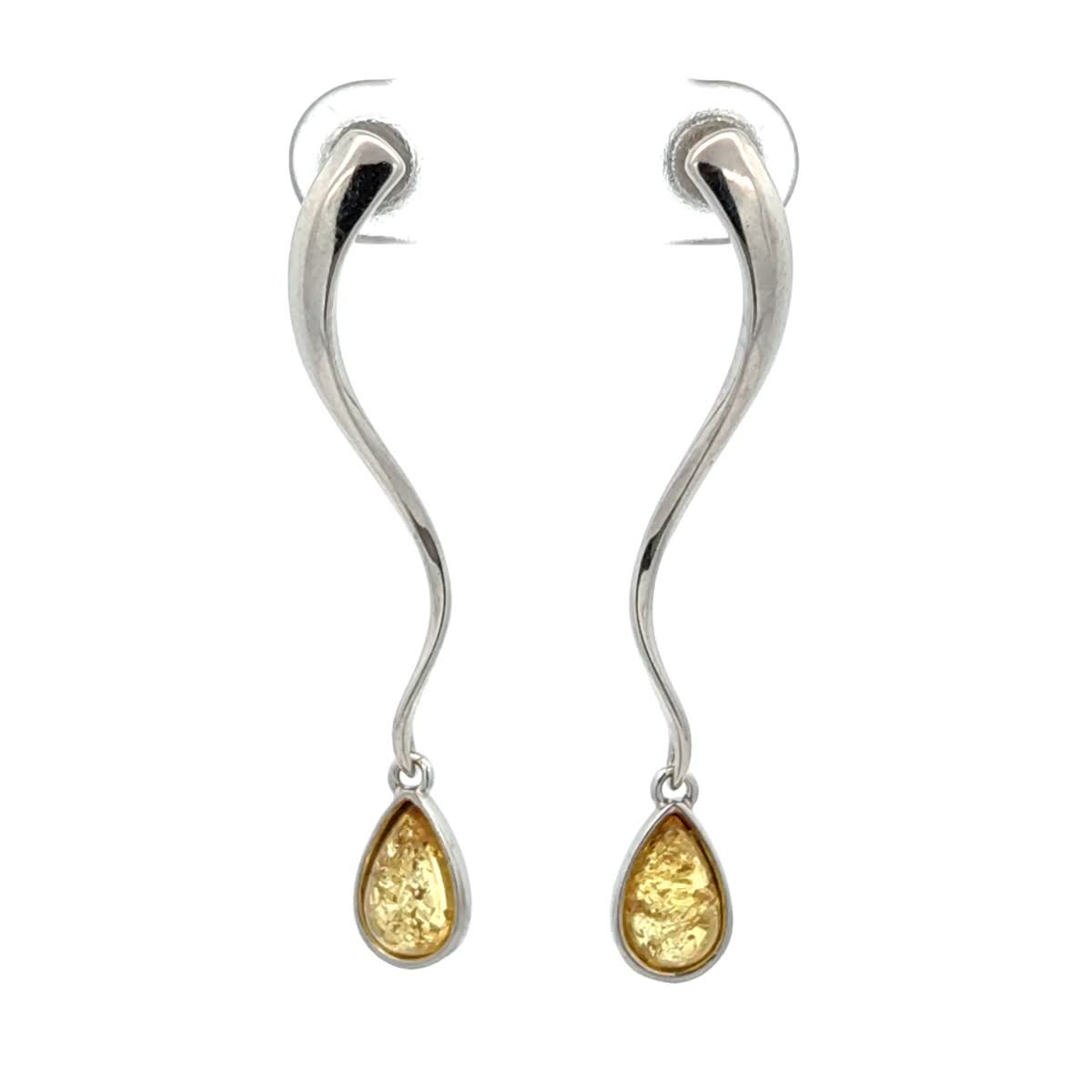 Teardrop Lemon Amber Silver Stud Earrings — DARVIN (Pre-Order)