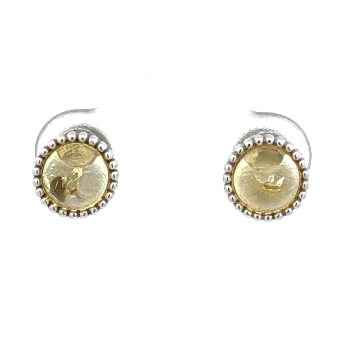 Round Lemon Amber Silver Stud Earrings — DARVIN (Pre-Order)